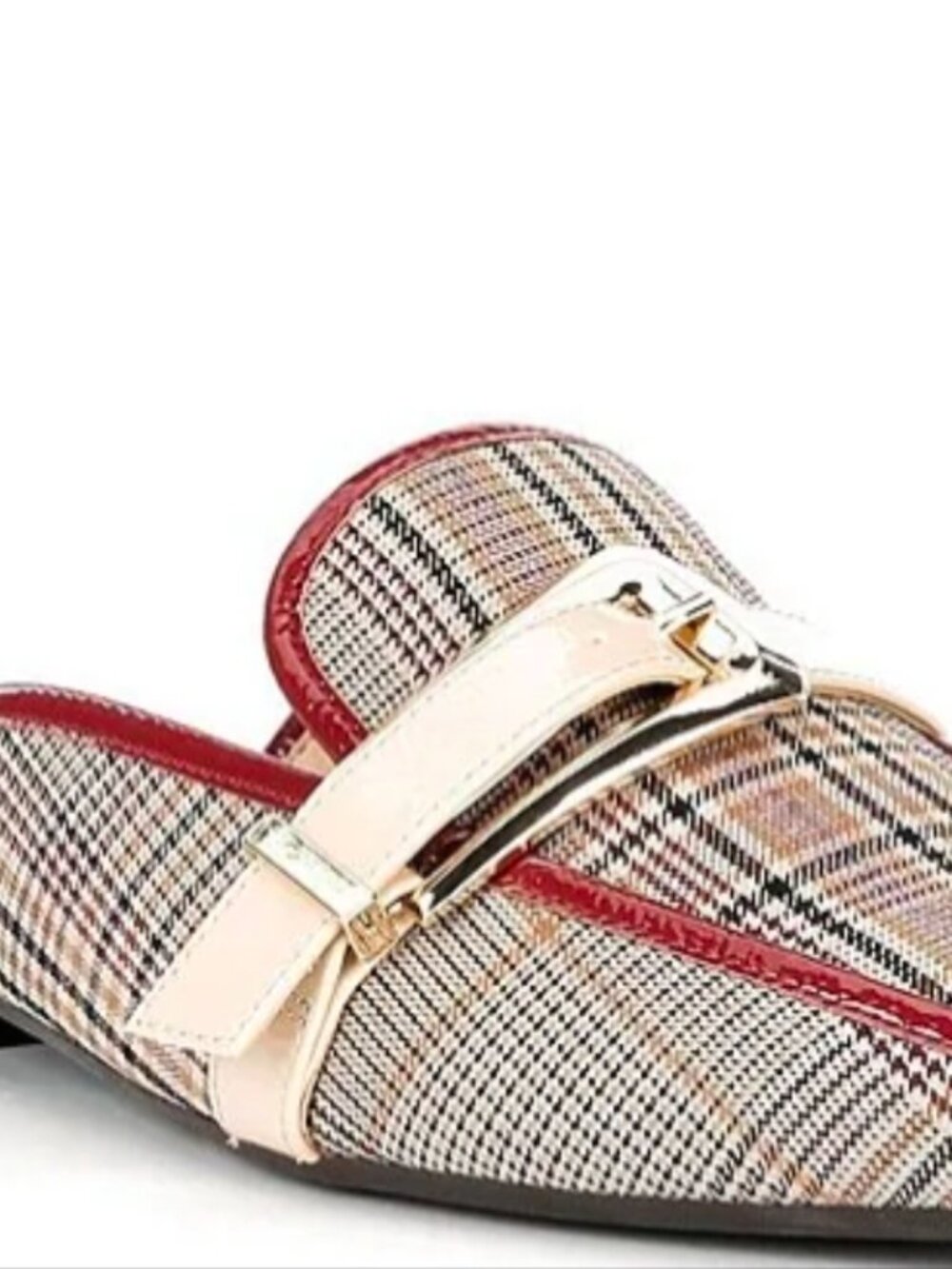 Alex Marie Karen Plaid Print Buckle Hardware Strap Mules Preppy Office Size 10
